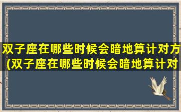 双子座在哪些时候会暗地算计对方(双子座在哪些时候会暗地算计对方的人）