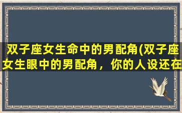 双子座女生命中的男配角(双子座女生眼中的男配角，你的人设还在吗？)