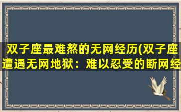 双子座最难熬的无网经历(双子座遭遇无网地狱：难以忍受的断网经历！)