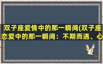 双子座爱情中的那一瞬间(双子座恋爱中的那一瞬间：不期而遇、心动不已)