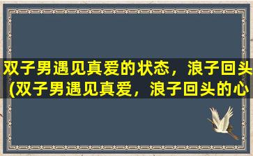 双子男遇见真爱的状态，浪子回头(双子男遇见真爱，浪子回头的心路历程及成长经历)