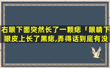 右眼下面突然长了一颗痣「眼睛下眼皮上长了黑痣,弄得话到底有没有风险」