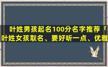 叶姓男孩起名100分名字推荐「叶姓女孩取名、要好听一点、优雅一点」