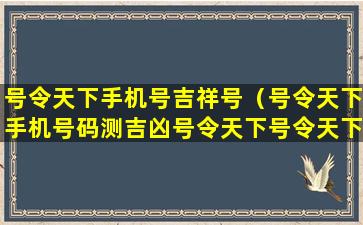 号令天下手机号吉祥号（号令天下手机号码测吉凶号令天下号令天下）