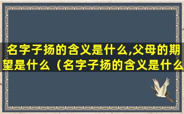 名字子扬的含义是什么,父母的期望是什么（名字子扬的含义是什么,父母的期望是什么意思）