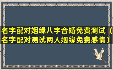 名字配对姻缘八字合婚免费测试（名字配对测试两人姻缘免费感情）