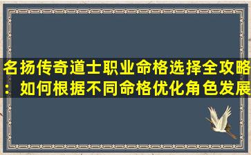 名扬传奇道士职业命格选择全攻略：如何根据不同命格优化角色发展