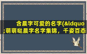 含晨字可爱的名字(“萌萌哒晨字名字集锦，千姿百态可爱又情趣！”)