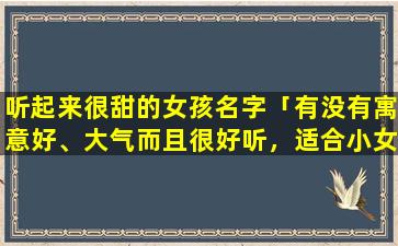 听起来很甜的女孩名字「有没有寓意好、大气而且很好听，适合小女孩的小名啊」