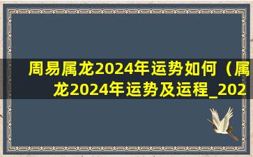 周易属龙2024年运势如何（属龙2024年运势及运程_2024年属龙人的全年运势）