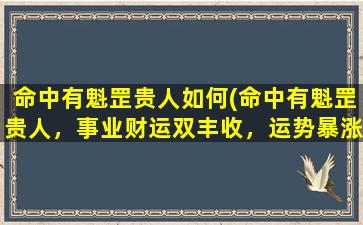 命中有魁罡贵人如何(命中有魁罡贵人，事业财运双丰收，运势暴涨！)