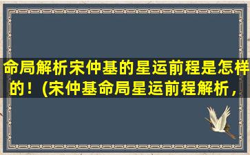 命局解析宋仲基的星运前程是怎样的！(宋仲基命局星运前程解析，揭秘未来发展趋势)