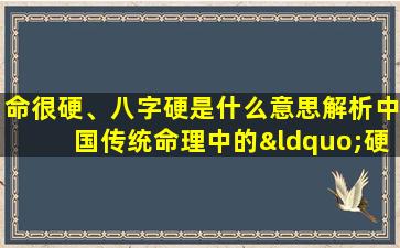 命很硬、八字硬是什么意思解析中国传统命理中的“硬命”概念