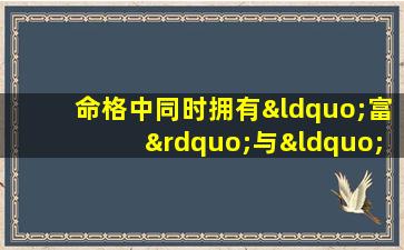 命格中同时拥有“富”与“贵”是否为理想组合