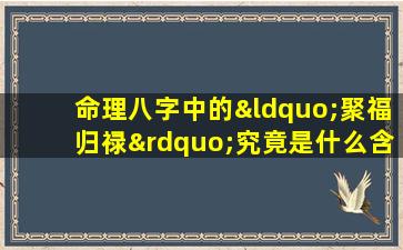 命理八字中的“聚福归禄”究竟是什么含义