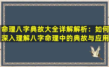 命理八字典故大全详解解析：如何深入理解八字命理中的典故与应用