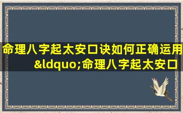 命理八字起太安口诀如何正确运用“命理八字起太安口诀”进行个人命理分析