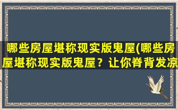 哪些房屋堪称现实版鬼屋(哪些房屋堪称现实版鬼屋？让你脊背发凉的废弃房屋实录！)