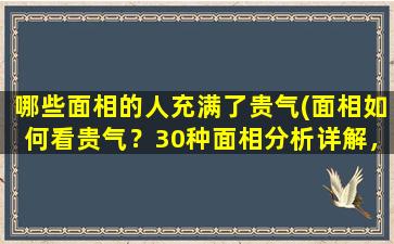 哪些面相的人充满了贵气(面相如何看贵气？30种面相分析详解，从中选出最具贵气的5种面相)