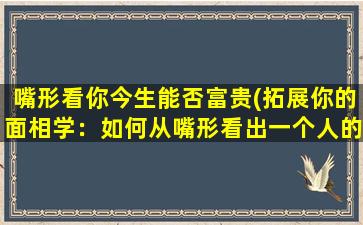 嘴形看你今生能否富贵(拓展你的面相学：如何从嘴形看出一个人的富贵命运)