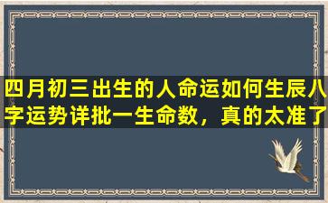 四月初三出生的人命运如何生辰八字运势详批一生命数，真的太准了吗