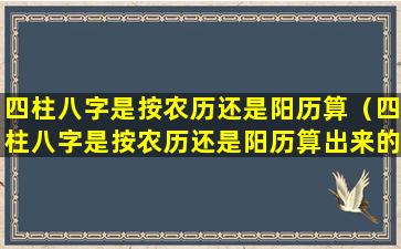 四柱八字是按农历还是阳历算（四柱八字是按农历还是阳历算出来的）