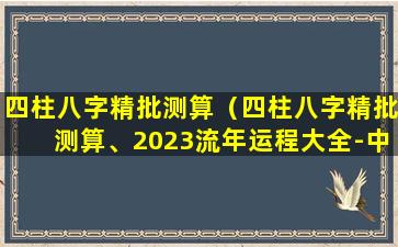 四柱八字精批测算（四柱八字精批测算、2023流年运程大全-中国易经研究院）