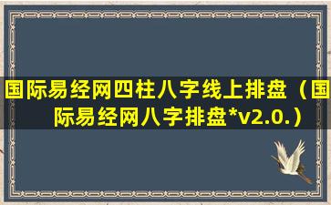 国际易经网四柱八字线上排盘（国际易经网八字排盘*v2.0.）