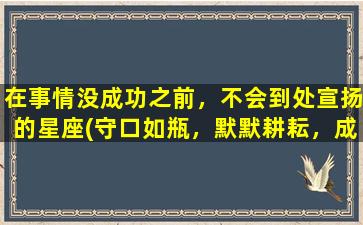 在事情没成功之前，不会到处宣扬的星座(守口如瓶，默默耕耘，成功自然来：不轻易宣扬成功的星座有哪些？)