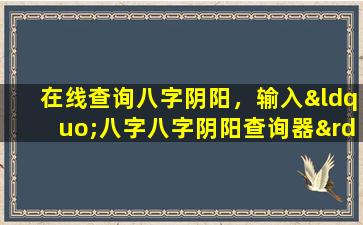 在线查询八字阴阳，输入“八字八字阴阳查询器”即可