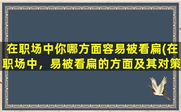 在职场中你哪方面容易被看扁(在职场中，易被看扁的方面及其对策)