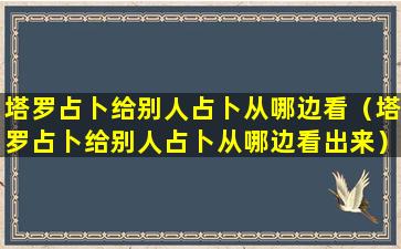 塔罗占卜给别人占卜从哪边看（塔罗占卜给别人占卜从哪边看出来）