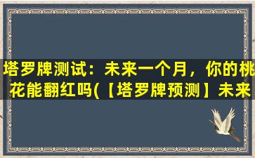 塔罗牌测试：未来一个月，你的桃花能翻红吗(【塔罗牌预测】未来一个月，你的桃花是否会开遍五湖四海)