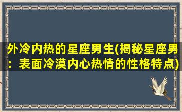 外冷内热的星座男生(揭秘星座男：表面冷漠内心热情的性格特点)