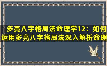 多亮八字格局法命理学12：如何运用多亮八字格局法深入解析命理