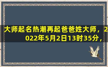 大师起名热潮再起爸爸姓大师，2022年5月2日13时35分，你怎么看