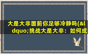 大是大非面前你足够冷静吗(“挑战大是大非：如何成为冷静的决策者？”)