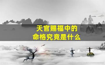 天官赐福中的命格究竟是什么