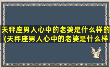 天秤座男人心中的老婆是什么样的(天秤座男人心中的老婆是什么样的人）