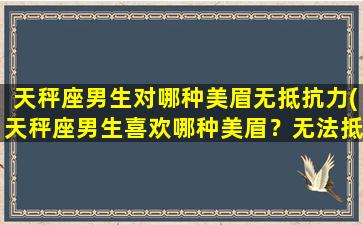 天秤座男生对哪种美眉无抵抗力(天秤座男生喜欢哪种美眉？无法抵挡的女生类型大揭秘！)