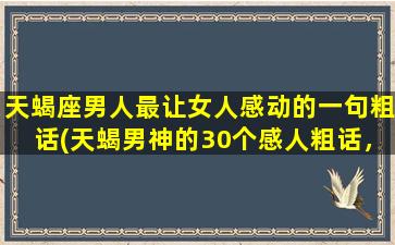 天蝎座男人最让女人感动的一句粗话(天蝎男神的30个感人粗话，这样的爱豪放不留遗憾)