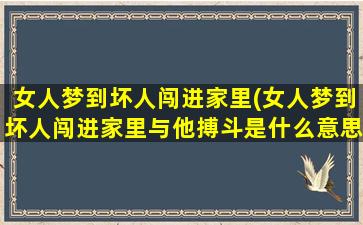 女人梦到坏人闯进家里(女人梦到坏人闯进家里与他搏斗是什么意思)