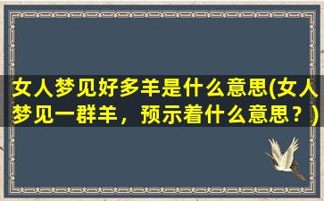 女人梦见好多羊是什么意思(女人梦见一群羊，预示着什么意思？)