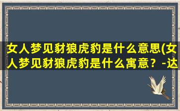 女人梦见豺狼虎豹是什么意思(女人梦见豺狼虎豹是什么寓意？-达人解梦分享)