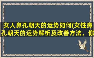 女人鼻孔朝天的运势如何(女性鼻孔朝天的运势解析及改善方法，你知道吗？)