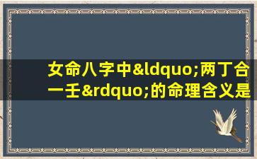 女命八字中“两丁合一壬”的命理含义是什么