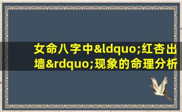 女命八字中“红杏出墙”现象的命理分析与解读