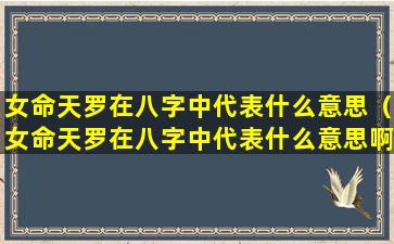 女命天罗在八字中代表什么意思（女命天罗在八字中代表什么意思啊）