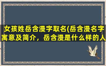 女孩姓岳含漫字取名(岳含漫名字寓意及简介，岳含漫是什么样的人？)