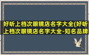 好听上档次眼镜店名字大全(好听上档次眼镜店名字大全-知名品牌+时尚优选+*实惠)